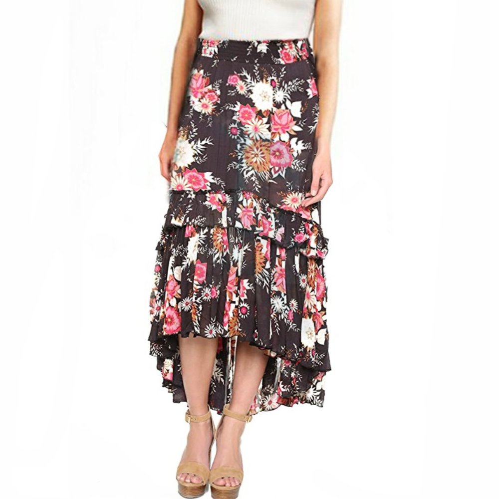 RARE Spell & the Gypsy Jagger Maxi Skirt Floral Black